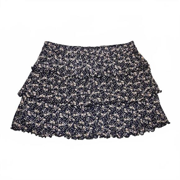 Kirious Women's Tiered Floral Skirt Size L Navy - Picture 4 of 7